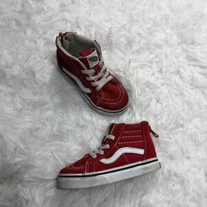 VANS Toddler Shoes OLD SKOOL Red Mid Top Sneakers School Retro Skate Baby Kids